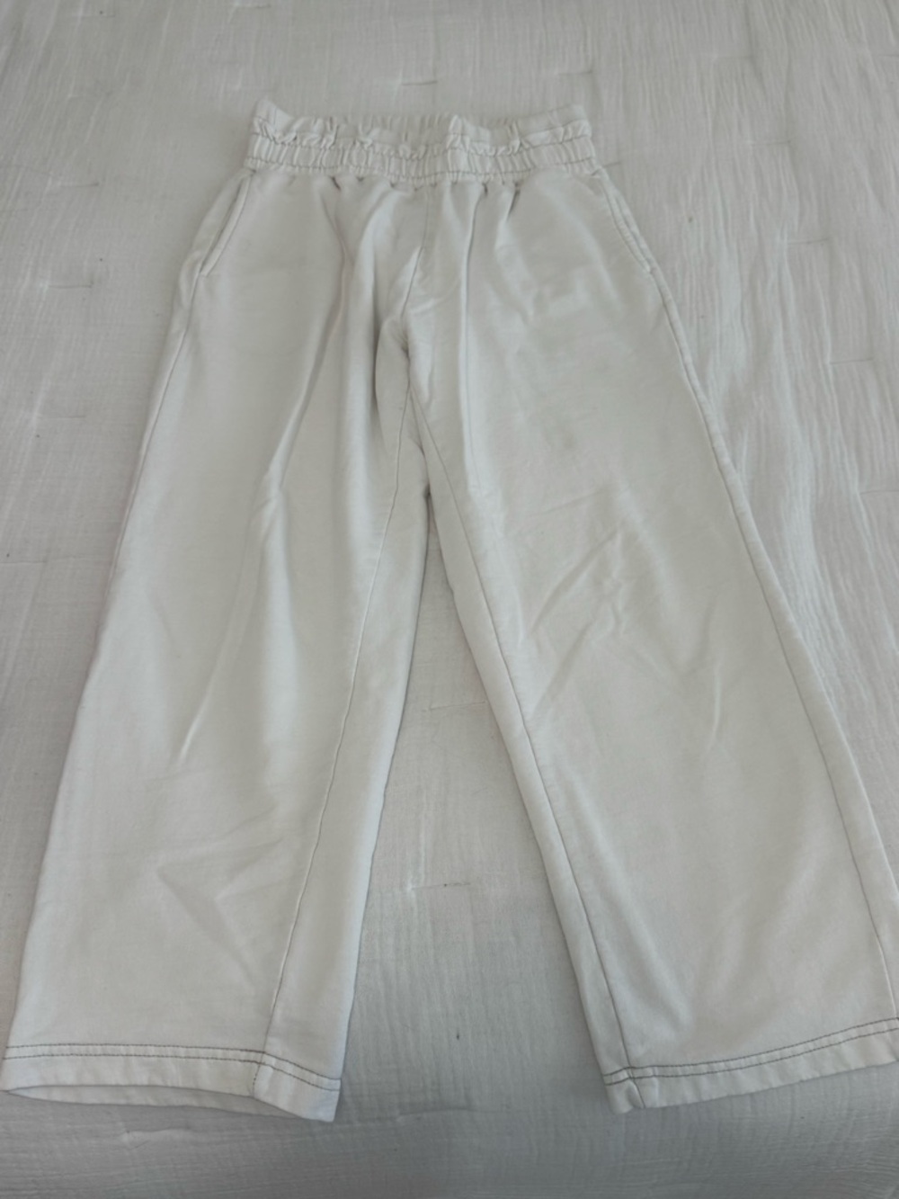 Urban Outfitters White Elastic-Waist Wide-Leg Sweatpants